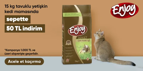 Enjoy 15 Kg Kedi Maması 1000 TL Üzeri 50 TL İndirim!