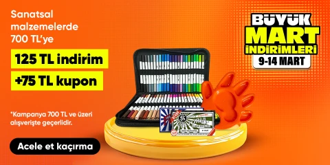 Sanatsal malzemelerde 700 TL'ye 125 TL indirim +75 TL kupon