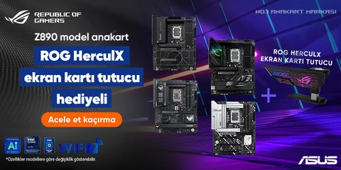Z890 model anakart ROG HerculX ekran kartı tutucu hediyeli