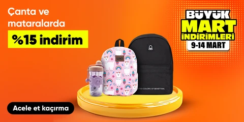 Çanta ve mataralarda %15 indirim