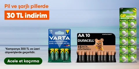 Pil ve şarjlı pillerde 30 TL indirim