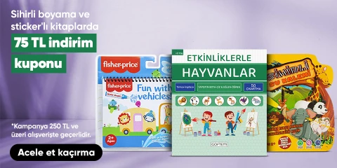 Sihirli boyama ve sticker'lı kitaplarda  250 TL ve üzerine 75 TL indirim kuponu