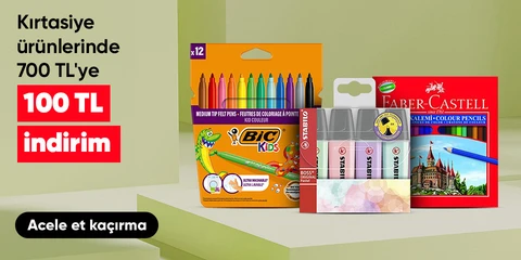 Kırtasiye ürünlerinde  700 TL'ye 100 TL indirim