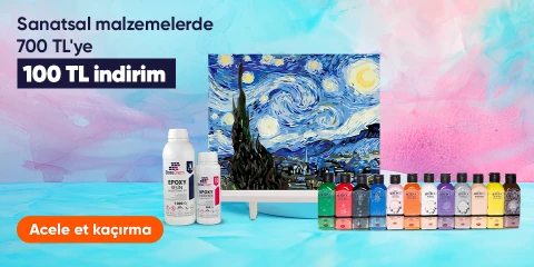 Sanatsal malzemelerde  700 TL'ye 100 TL indirim