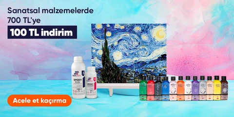Sanatsal malzemelerde 700 TL'ye 100 TL İndirim!