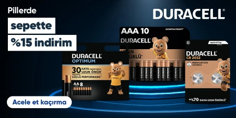 Duracell Markalı Pillerde Sepette %15 İndirim