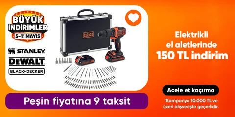Stanley-Dewalt Black & Decker Markalı  Elektrikli El Aletleri  Ürünlerinde  10000 e 150 TL İndirim