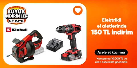 Einhell Markalı Elektrikli El Aletleri Ürünlerinde 10000 e 150 TL İndirim