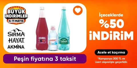 Sırma,Hayat,Akmina Ürünlerinde 200 TL Üzerine %50 indirim