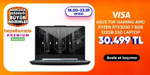Asus Tuf Gaming AMD Ryzen 7 7435HS RTX3050 8GB 512GB SSD Gaming Laptop Visa ile 30499 TL