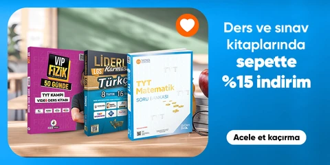 Ders ve sınav kitaplarında sepette %15 indirim