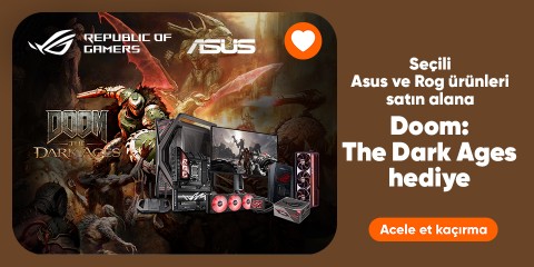 Kampanyaya dahil ASUS ve ROG ürünlerinden birini satın alın, DOOM: The Dark Ages oyununa ücretsiz sahip olun!