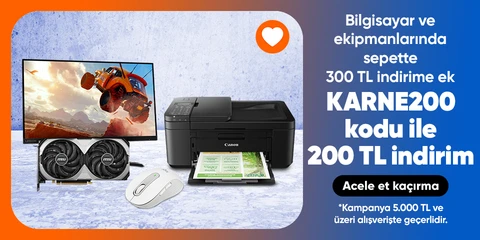 Erken Karne Hediyelerini Kaçırma Bilgisayar ve Ekipmanlarında  5000 TL'ye sepette 300 TL indirim 