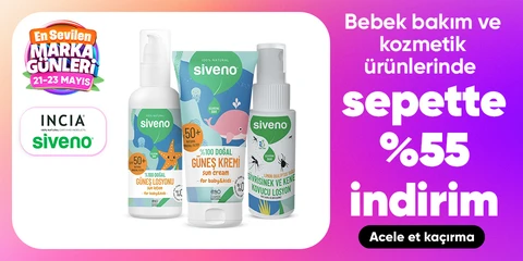 INCIA ve Siveno Bebek Bakım ve Kozmetik Ürünlerinde Sepette %55 İndirim