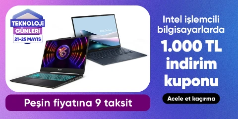 Intel İşlemcili Bilgisayarlarda 1000 TL Kupon Fırsatı