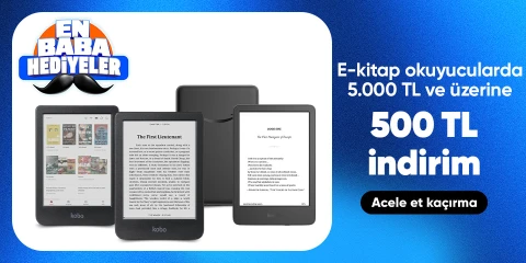 E-kitap oyucularda  5.000 TL ve üzerine 500 TL indirim