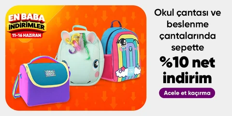 Okul Çantası ve Beslenme Çantalarında Sepette Net %10 İndirim