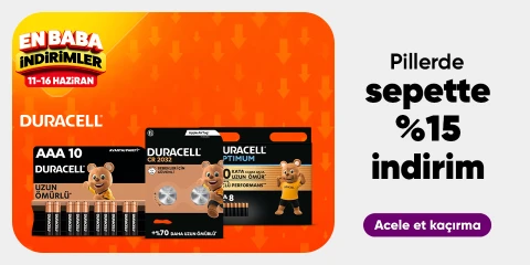 Duracell Pillerde  Sepette %15 İndirim