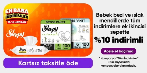 Bebek bezi ve ıslak mendillerde  tüm indirimlere ek 2.’si sepette %10 indirimlİ
