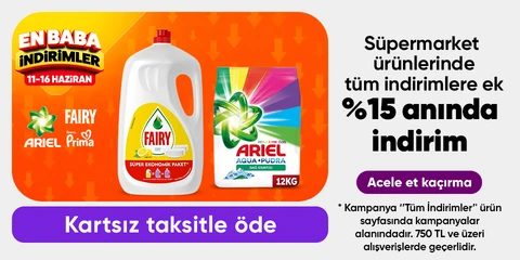 Süpermarket ürünlerinde tüm indirimlere ek  %15 anında indirim 
