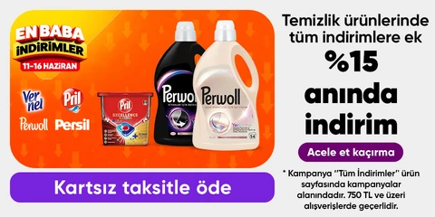 Temizlik ürünlerinde tüm indirimlere ek  %15 anında indirim 