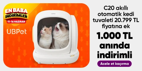 C20 akıllı otomatik kedi tuvaleti  20.799 TL fiyatına ek  1.000 TL anında indirimli 