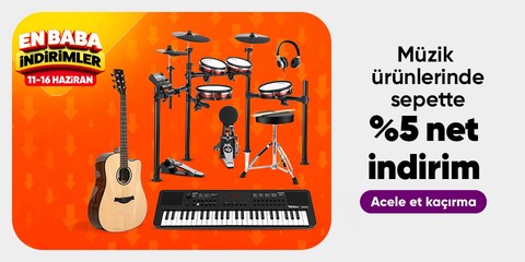Müzik ürünlerinde  sepette %5 net indirim