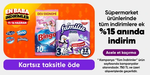 Süpermarket ürünlerinde  tüm indirimlere ek %15 anında indirim