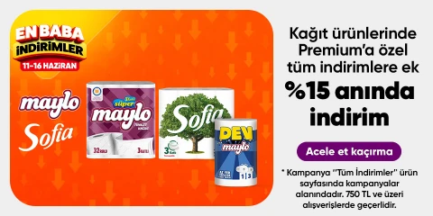 Kağıt ürünlerinde Premium'a özel tüm indirimlere ek %15 anında indirim