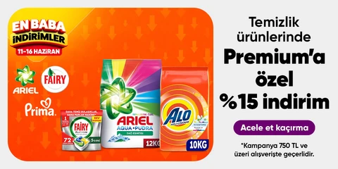 Temizlik ürünlerinde Premium’a özel 750 TL %15 indirim