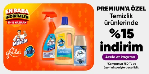 Temizlik ürünlerinde Premium’a özel 750 TL %15 indirim