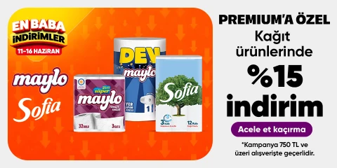 Kağıt ürünlerinde Premium’a özel 750 TL %15 indirim