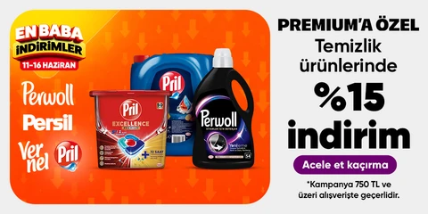 Temizlik ürünlerinde Premium’a özel 750 TL %15 indirim