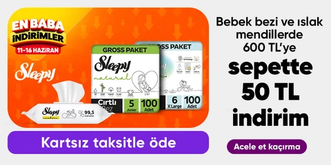 Bebek bezi ve ıslak mendillerde  600 TL'ye sepette 50 TL indirim