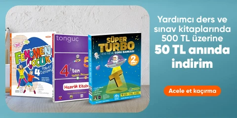 Yardımcı ders ve sınav kitaplarında  500 TL üzerine 50 TL anında indirim