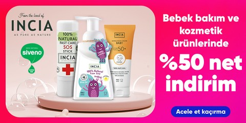 INCIA ve Siveno Bebek Bakım ve Kozmetik Ürünlerinde Net %50 İndirim!