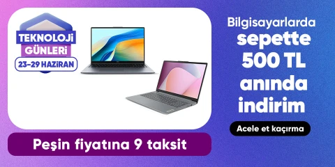 Intel İşlemcili Bilgisayarlarda Sepette 500TL Kupon