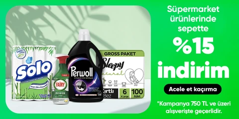 Süpermarket ürünlerinde  750 TL üzerine sepette %15 indirim