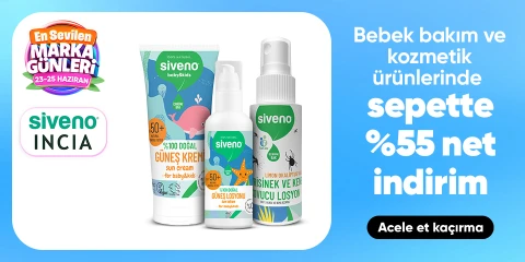 INCIA & Siveno Bebek bakım ve Kozmetik Ürünlerinde Sepette Net %55 İndirim