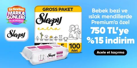 Bebek bezi ve ıslak mendillerde Premium’a özel 750 TL’ye %15 indirim