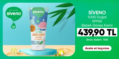 Siveno %100 Doğal Bebek Güneş Kremi Leke Karşıtı Antioksidan Nemlendirici Bitkisel Vegan UVA UVB SPF50 439.90TL
