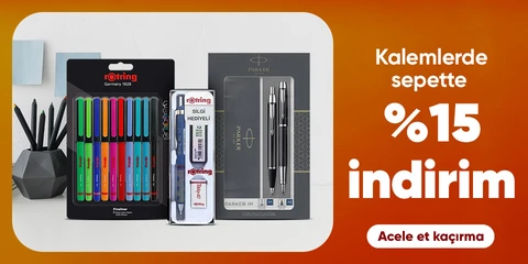 Kalemlerde Sepette %15 İndirim