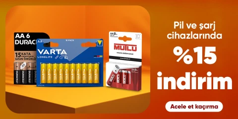Piller Ve Şarj Cihazlarına %15 İndirim