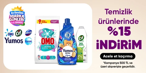 Temizlik ürünlerinde  %15 indirim*