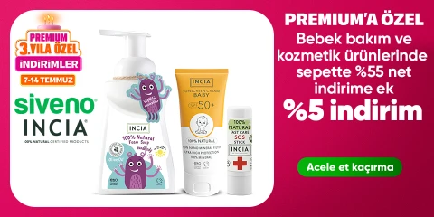 INCIA ve Siveno Markalı Bebek Bakım ve Kozmetik Ürünlerinde  Sepette Net %55 İndirim + Premiuma Özel %5 İndirim!