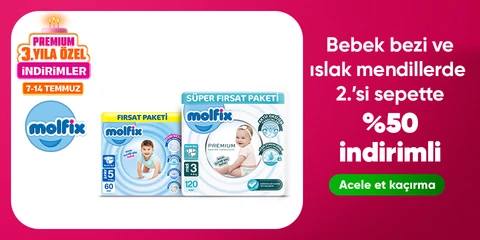 Bebek bezi ve ıslak mendillerde  2.’si sepette %50 indirimli
