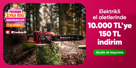 Einhell Markalı  Elektrikli El Aletleri  Ürünlerinde  10000 TL'ye 150 TL İndirim