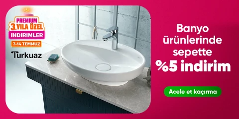 Turkuaz Markalı Banyo  Ürünlerinde Sepette %5 İndirim
