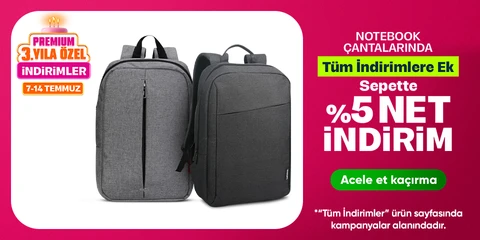 Notebook Çantalarında Tüm İndirimlere Ek Sepette %5 Net İndirim