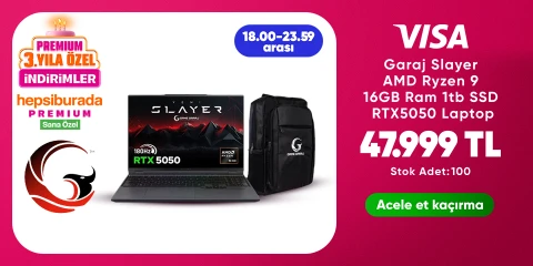 Game Garaj Slayer AMD Ryzen 9 16GB Ram 1tb SSD RTX5050 Laptop  49.499 TL stok 100